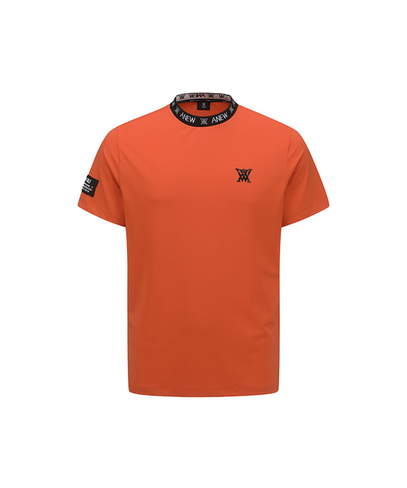 ANEW Golf: Men Neck Jacquard Logo Short T-Shirt - Orange