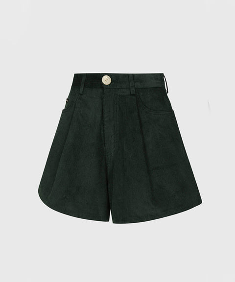 KANDINI A-line Corduyoy Short Pants - Dark Green
