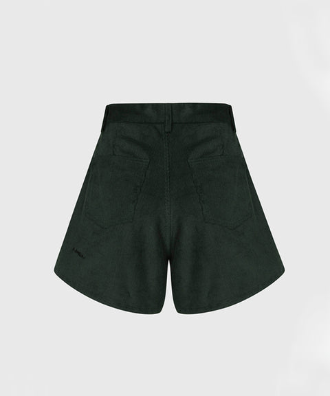 KANDINI A-line Corduyoy Short Pants - Dark Green