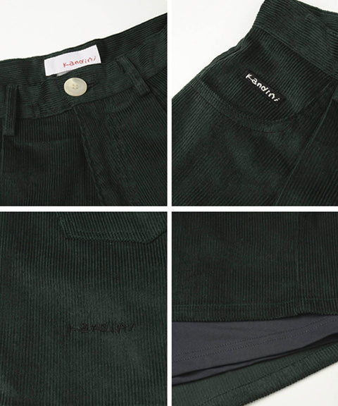 KANDINI A-line Corduyoy Short Pants - Dark Green