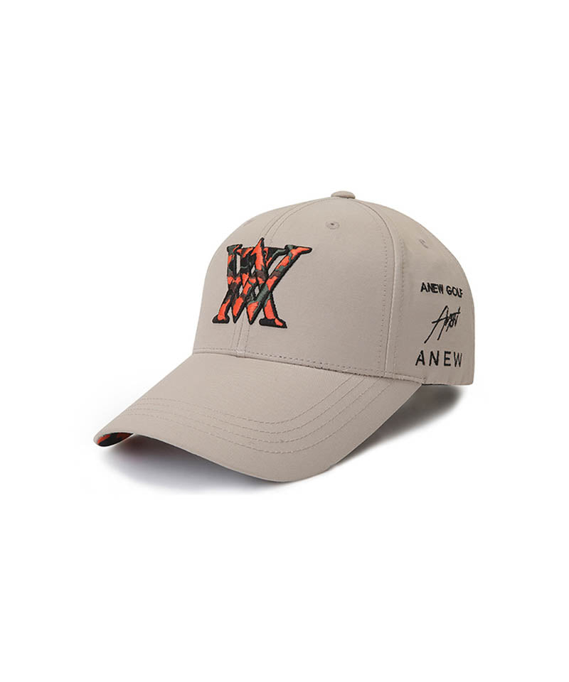 ANEW Golf: Logo Pattern Embroidery Ball Cap - Beige