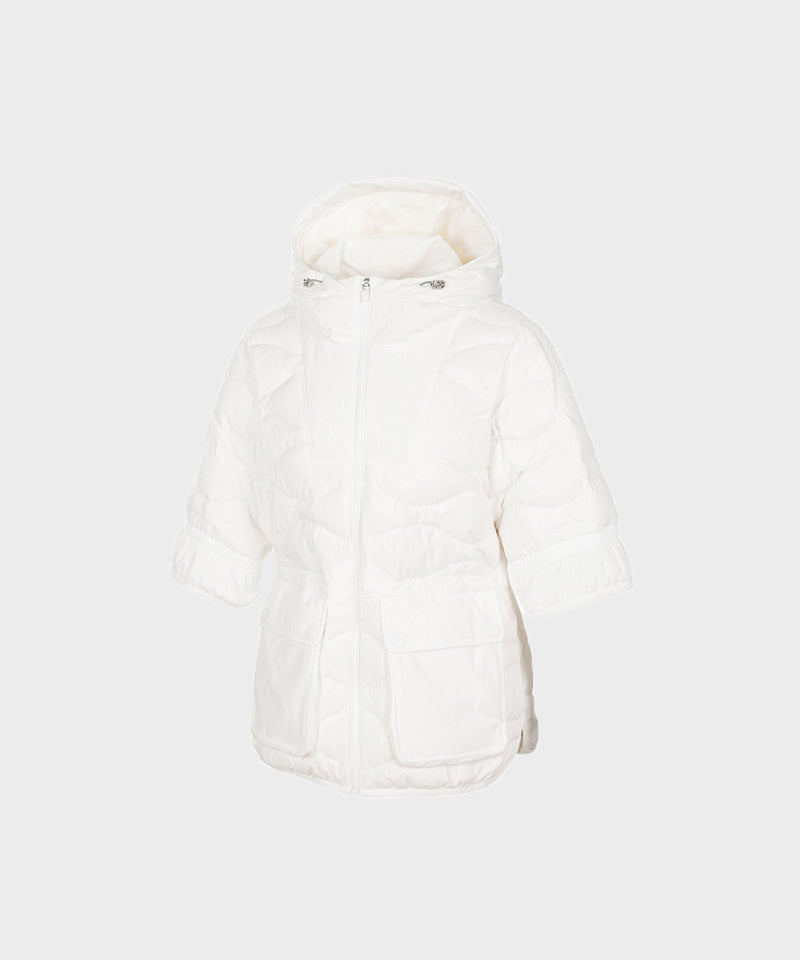 [Warehouse Sale] WideAngle: Co Waggle Half Sleeve Midi Down Jacket L - Off-White