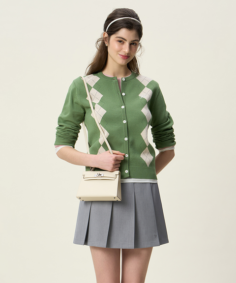 FORDI Argyle Knit Cardigan - Moss Green
