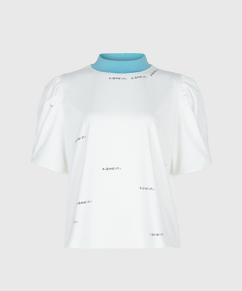 KANDINI Breezy mock neck Tee - Blue