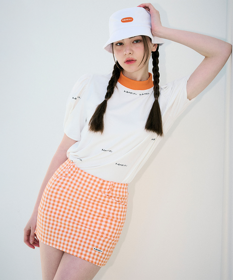 KANDINI Breezy mock neck Tee - Orange
