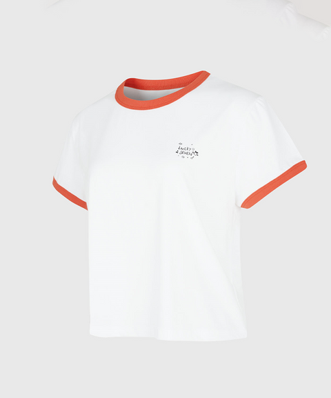 KANDINI Color Blocked Crewneck Tee - White