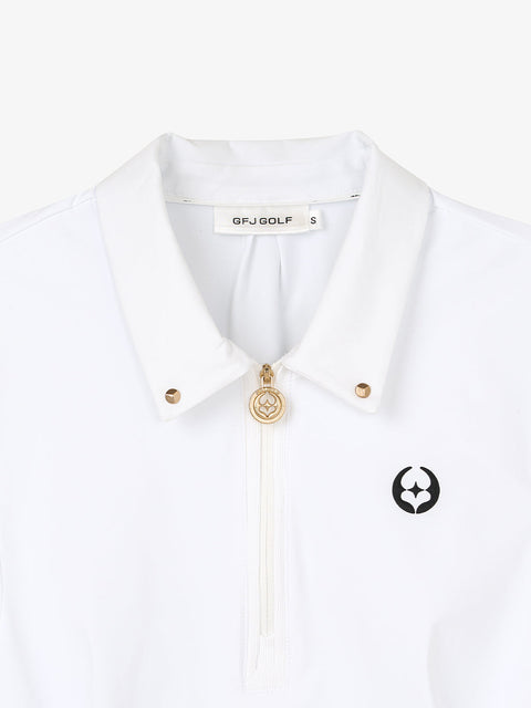 GFJ Golf Women's Half Zip Polo - White
