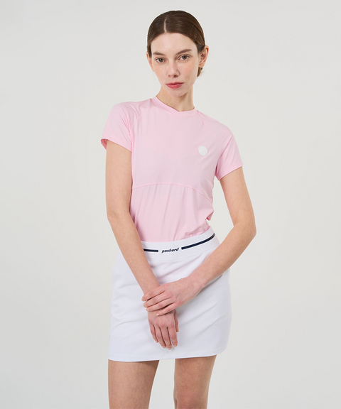 POSHERD Light Cool Mesh Functional Short Sleeve Top - Light Pink