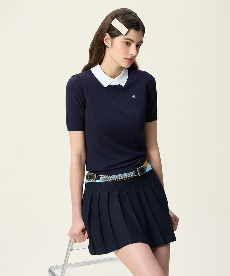 FORDI PK Pleated Skirt - Navy