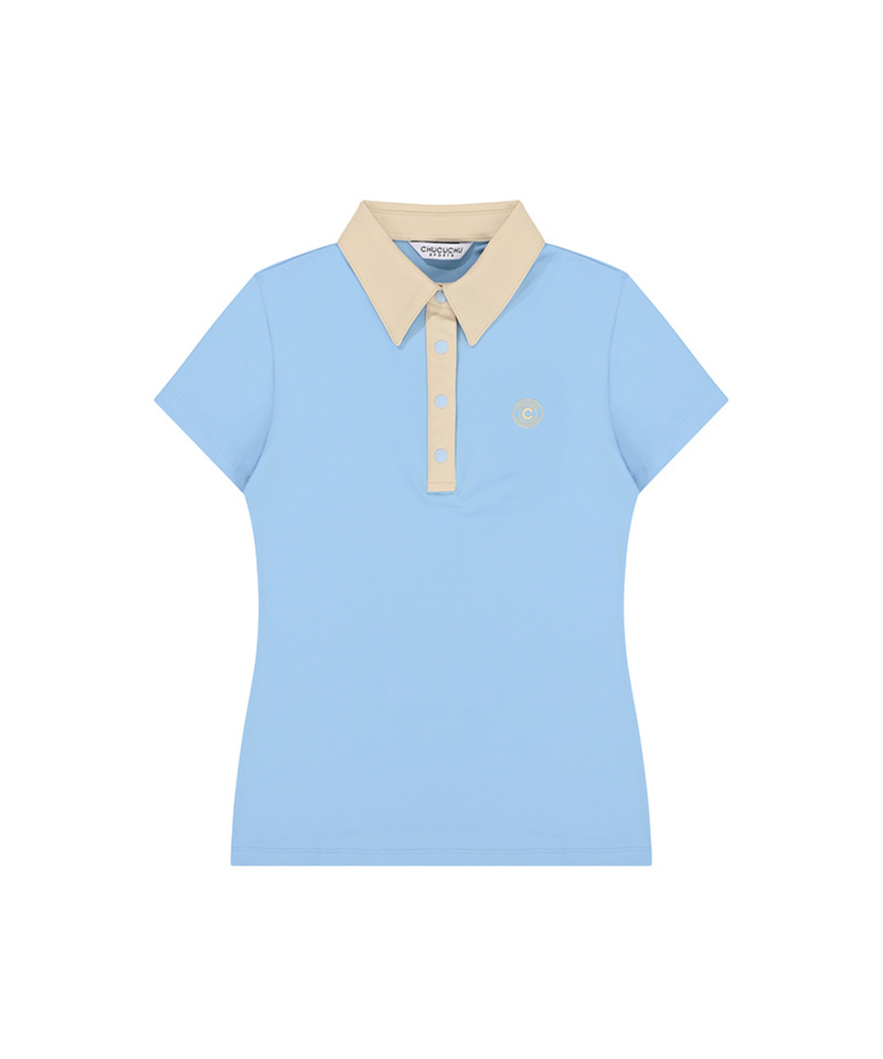 CHUCUCHU Point Collar Short Sleeve Top - 2 Colors
