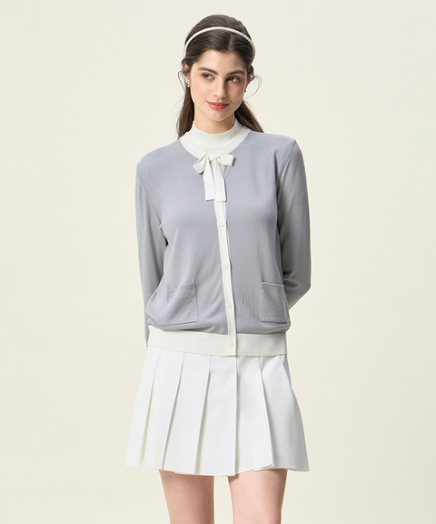 FORDI Ribbon Knit Cardigan - Gray