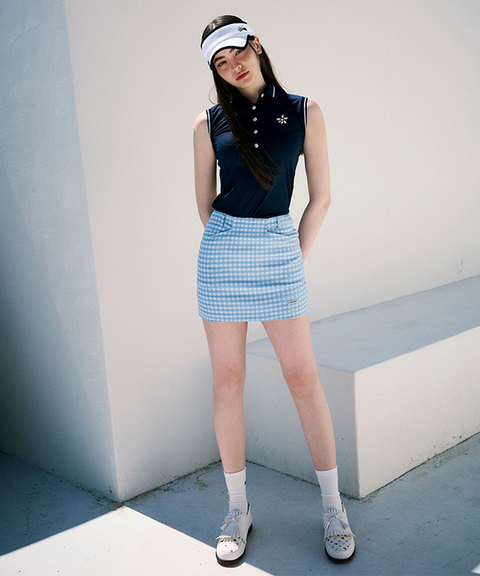 KANDINI Signature Sleeveless Polo - Navy