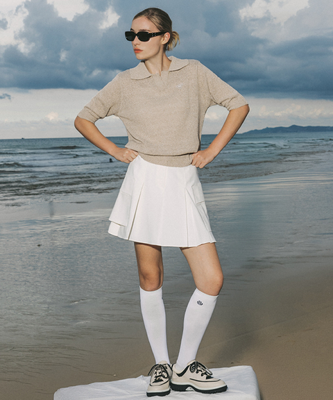 OBER Golf Summer Open Collar Knit - Beige