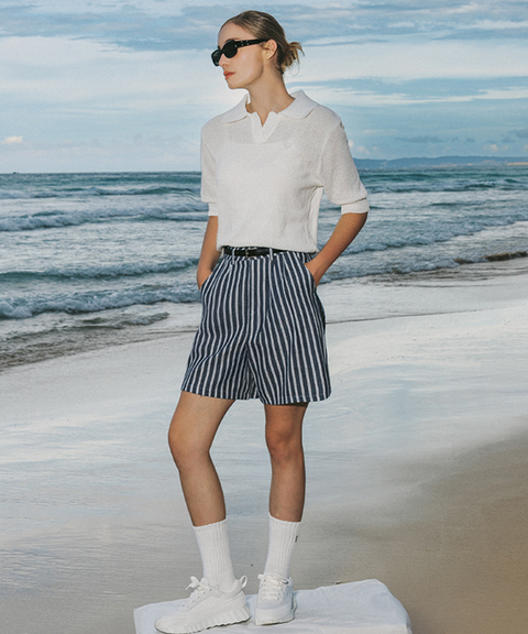 OBER Golf Summer Open Collar Knit - White