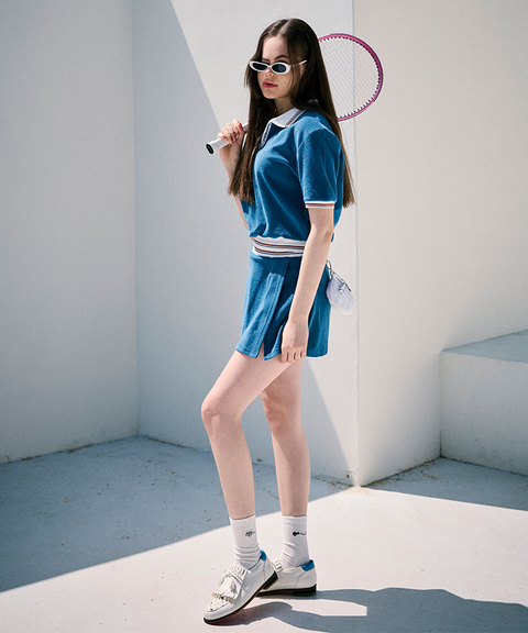 KANDINI Terry Set Up Skirt - Blue