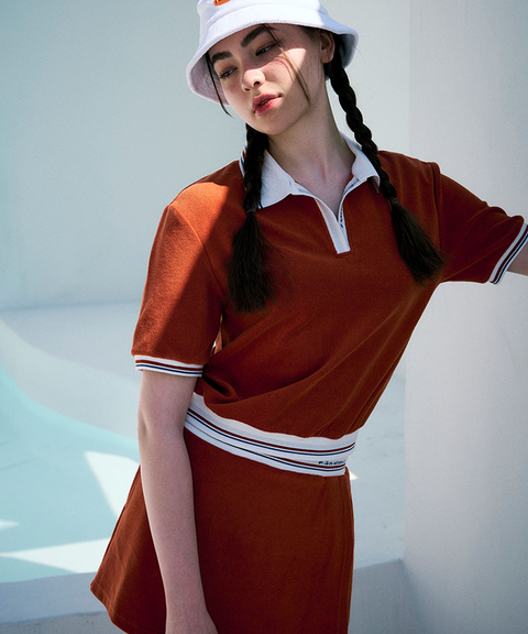KANDINI Terry Set-up T-shirt - Cinnamon Orange