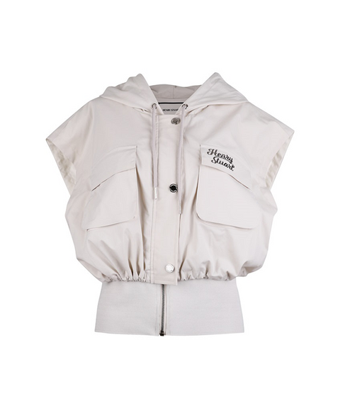 HENRY STUART Women's Hooded Zip Up Vest Vest - Cream