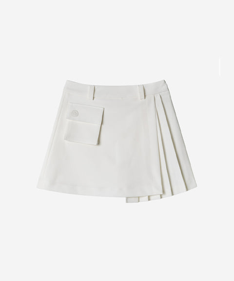 OBER Golf Pocket Pleated Wrap Skirt - White