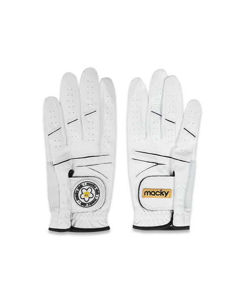 MACKY Golf: Circle Patch Golf Goves (Both Hands) - White