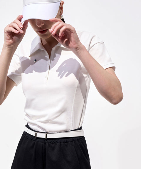 Anell Golf Sandra Jersey Collar Top - White