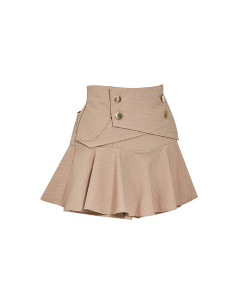 J.Jane Double Button Stripe Culotte Pants - Beige