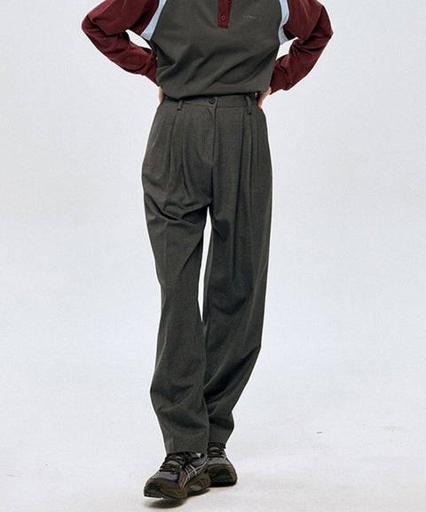 LE SONNET Straight Wool Pants - Gray