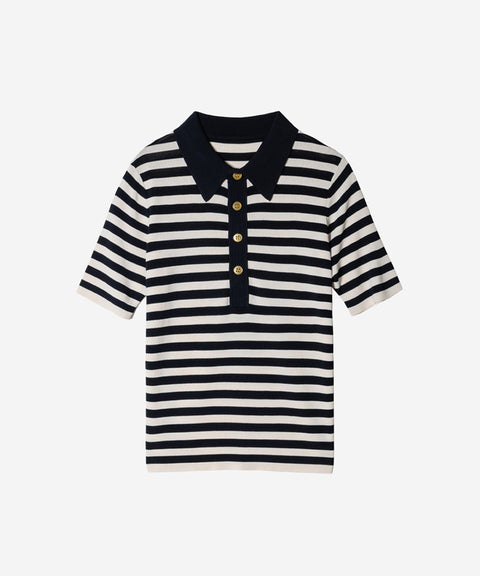 OBER Golf Striped Summer Knit - Navy