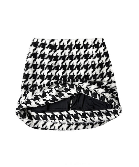 BENECIA 12 Fleece Houndstooth Skirt - Black