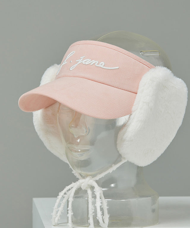 J.Jane 2way Fur Ear Flap Suncap Peach