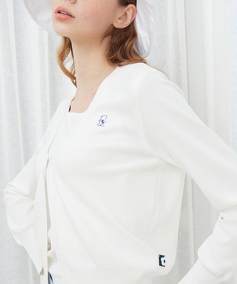 AVEN Sleeveless Knit Cardigan Set -White