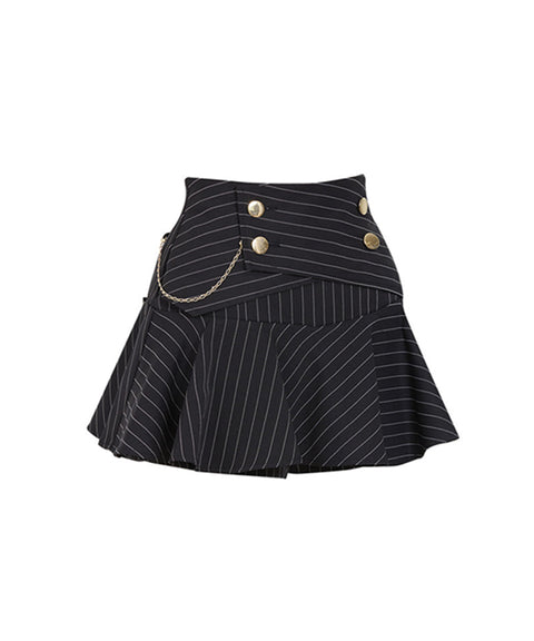 J.Jane Double Button Stripe Culotte Pants - Black