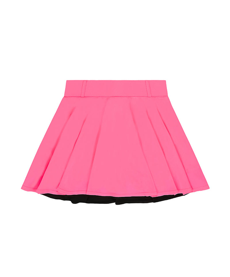CHUCUCHU Ten Double Flare Skirt - Neon Pink