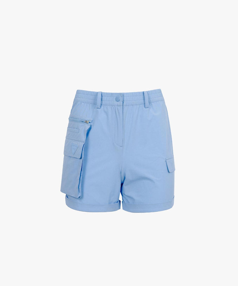 CREVE NINE: Multi-Pocket Point Anorak Shorts - Sky Blue