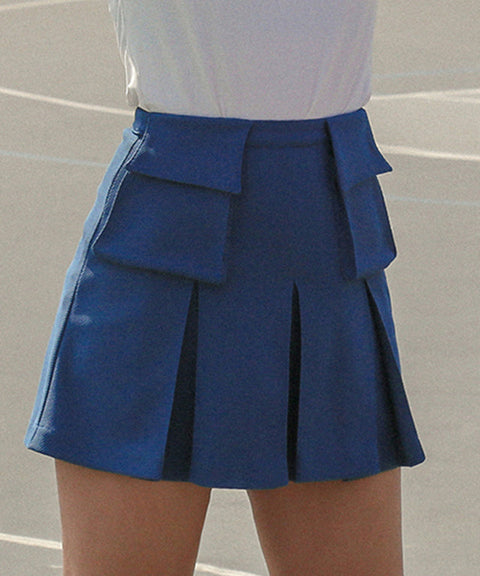 [Warehouse Sale] KANDINI  Pocket Pleats Skirt - Blue
