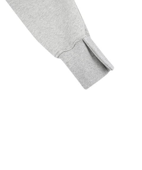AVEN Round Neck Semi-Crop Sweatshirt - Melange Gray