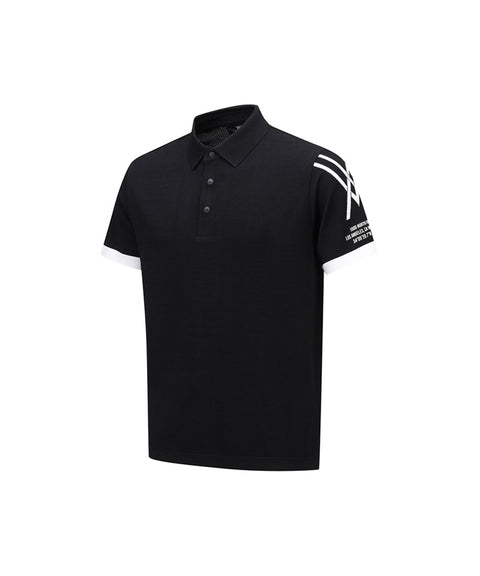 ANEW GOLF Men's SM Logo Point Short Sleeve Sweater - Black