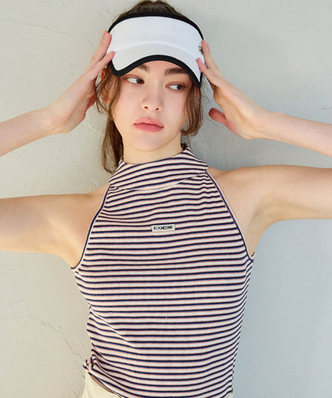 KANDINI New Stripe Halter Tee - Navy