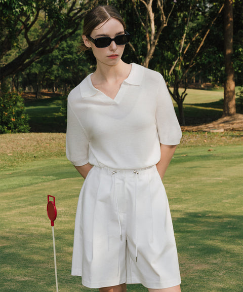 OBER Golf Stretch Wide Half Pants - White