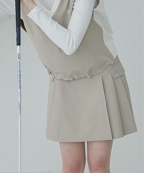 Haley Side Pleated Skirt - Beige