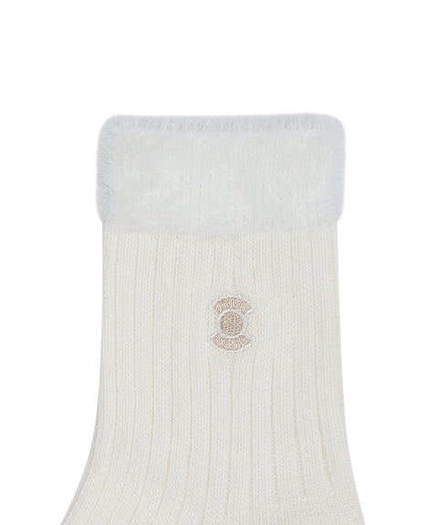 WideAngle: Co Long Fur Wool Socks L - Off-White