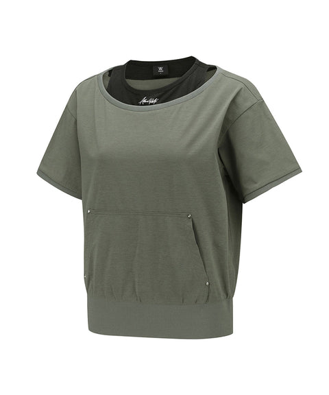 Women Layered  Detail Shirt - Khaki