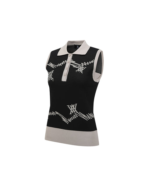 ANEW Golf Women's SM Logo Pattern Knit Vest - Black