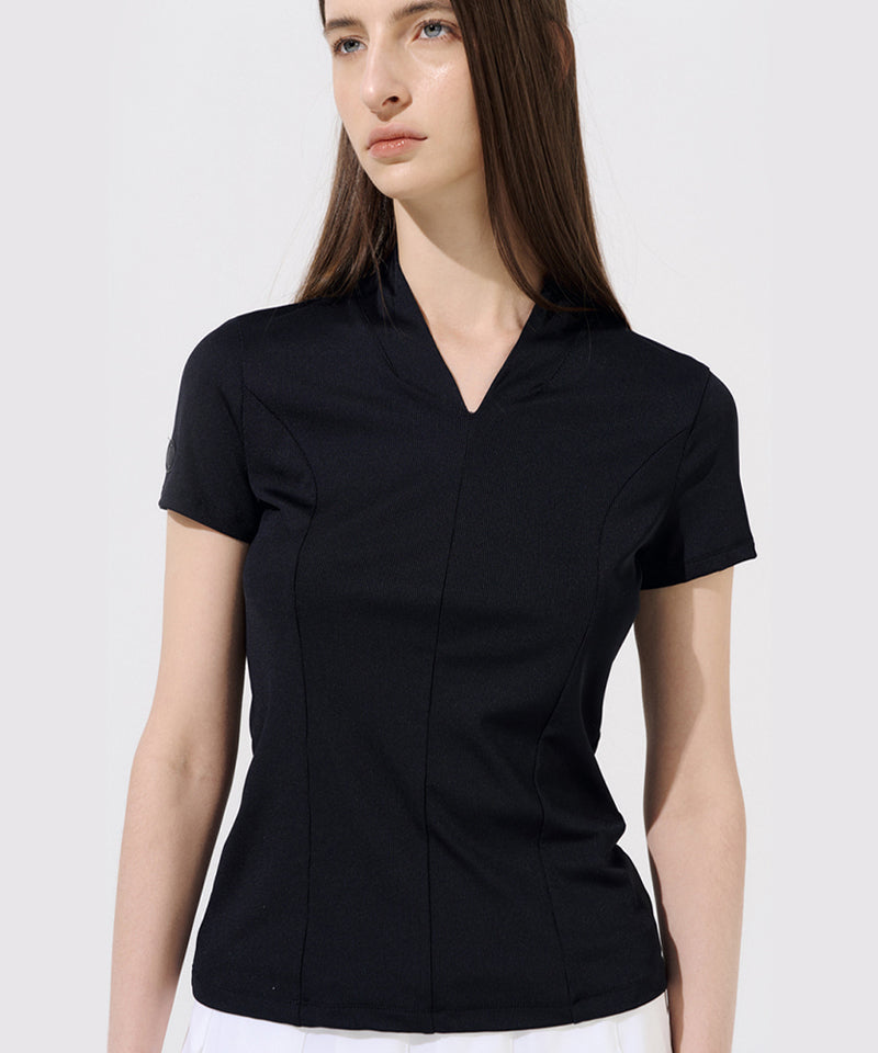 Anell Golf Easy Shawl Collar Top - Black