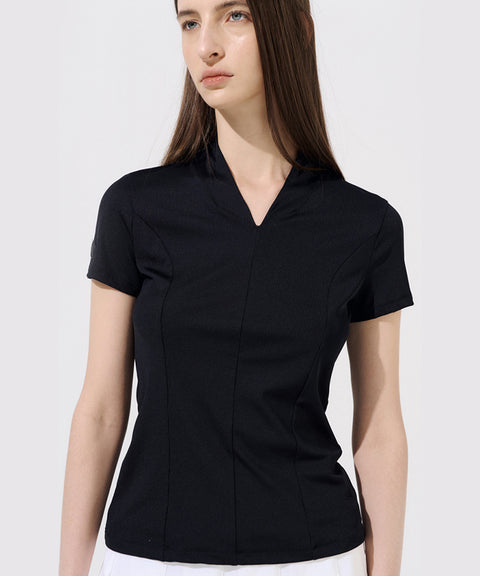 Anell Golf Easy Shawl Collar Top - Black