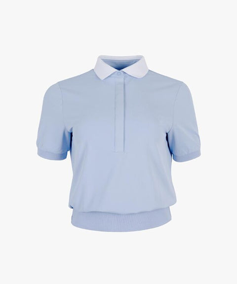 CREVE NINE: Blouson Collar T-Shirt - Sky Blue
