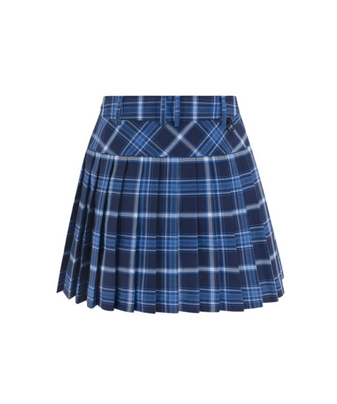 LENUCU Signature Tartan Check Skirt - Blue