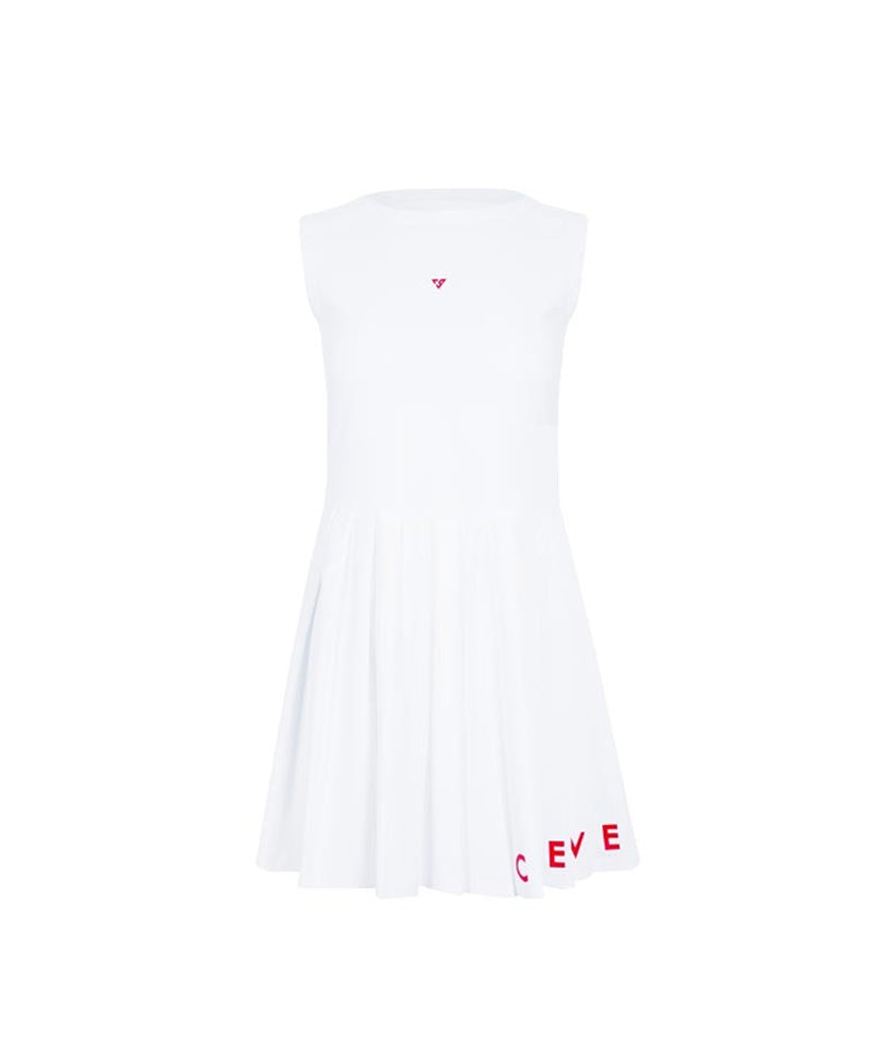 CREVE NINE: Performance Pleated Dress - White