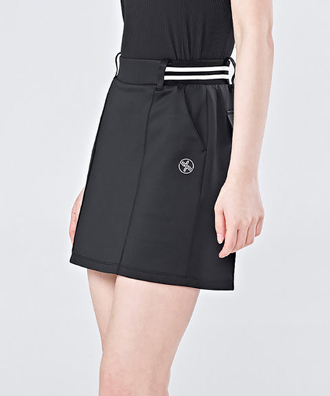 XEXYMIX Golf Pin Tuck Point H-Line Skirt - Black