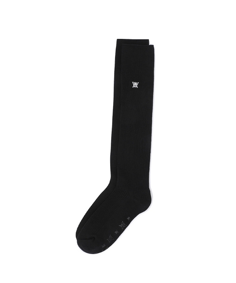 Women's Logo Point Knee Socks - Black