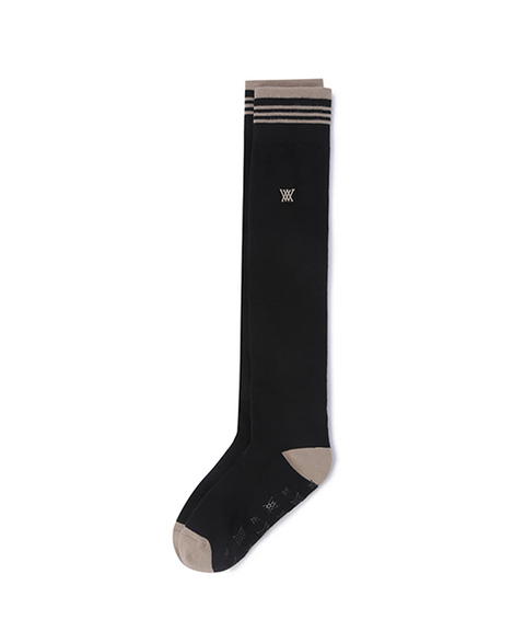 Women's Stripe Knee High Socks - Black